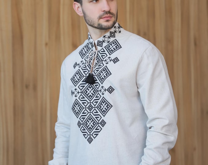 Ukrainian Vyshyvanka | Men's Embroidered Shirt | Вишиванка | Ukraine Vintage Sorochka Gift for Him | Handmade Ukrainian Clothing (73)