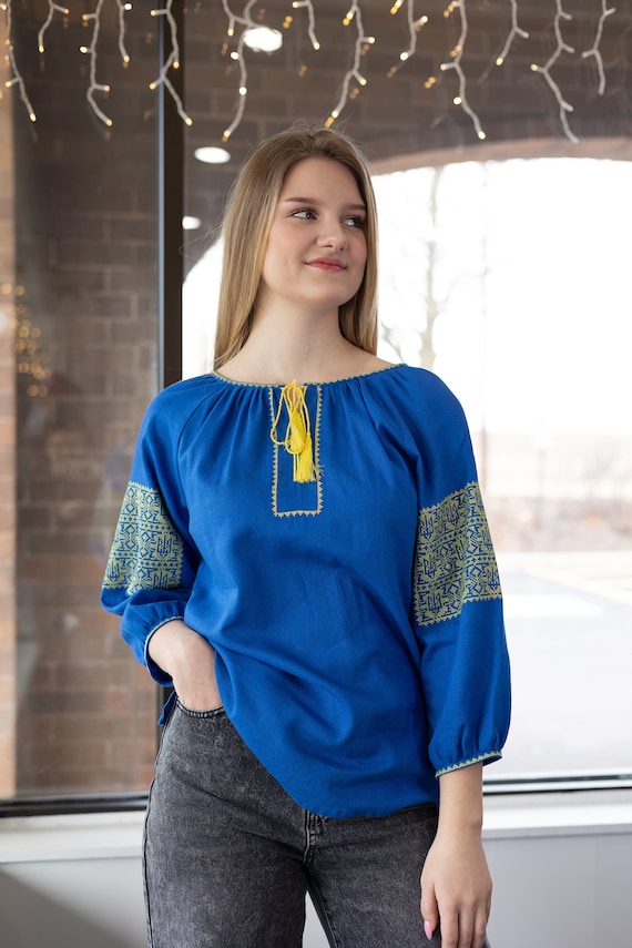 Linen Ukrainian Embroidered Blouse for Women | Ethno Vintage Women's Vyshyvanka Shirt | Sorochka | Vyshyvanka Gift USA | Вишиванка (88)