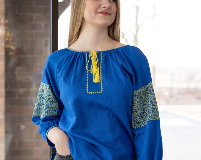 Linen Ukrainian Embroidered Blouse for Women | Ethno Vintage Women's Vyshyvanka Shirt | Sorochka | Vyshyvanka Gift USA | Вишиванка (88)