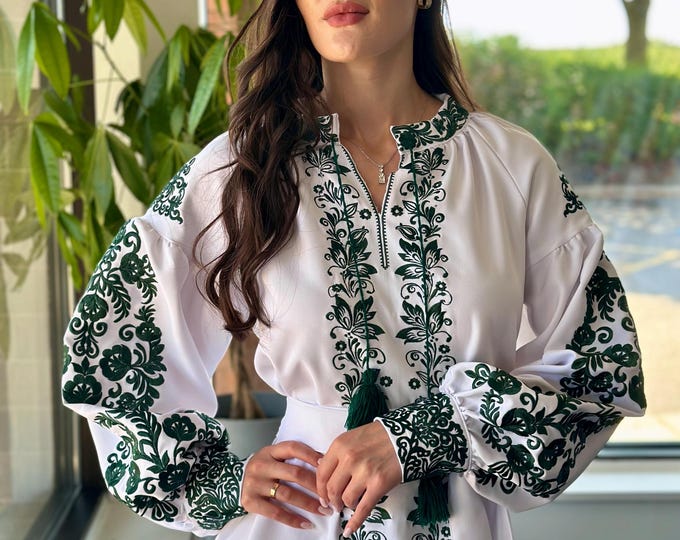 Ukrainian Vyshyvanka Dress | Ukraine Embroidered Dress in USA | Handmade Traditional Ukraine-Style Boho Embroidery Gift | Вишиванка