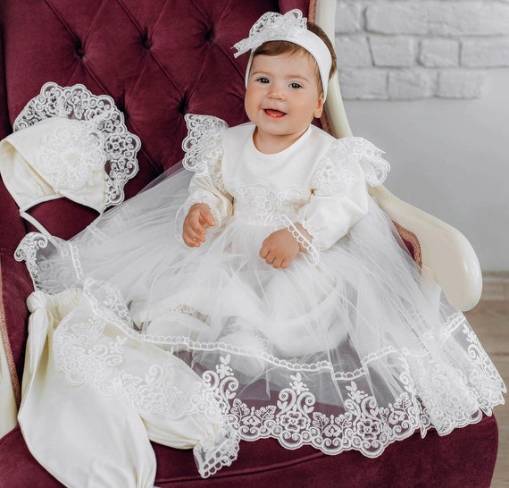 Baptism Dress | Christening EMBROIDERED Outfit | Dress for Baby | Gift Dress for Newborn (10)