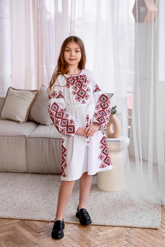 Embroidered Vyshyvanka Dress for Girls | Ukrainian Embroidery Dress | Traditional Ukrainian Style in Stock in USA | Вишиванка у США