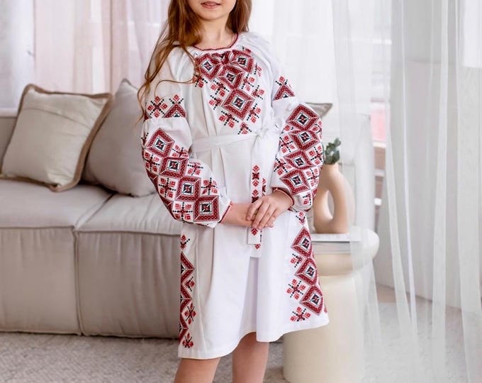 Girls' Embroidered Vyshyvanka Dress | Traditional Ukrainian Style