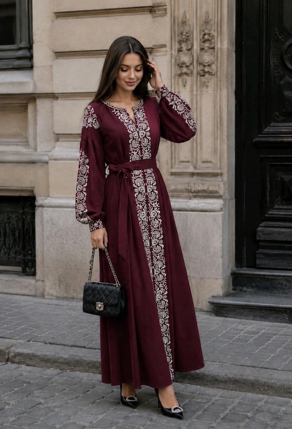 Embroidered Ukrainian Dress | Vyshyvanka Style Dress with Traditional Embroidery | Handmade Boho Chic Outfit