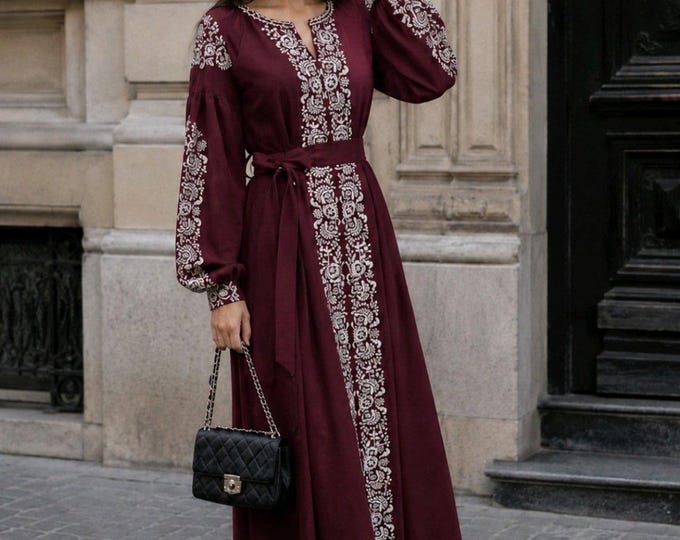 Embroidered Ukrainian Dress | Vyshyvanka Style Dress with Traditional Embroidery | Handmade Boho Chic Outfit