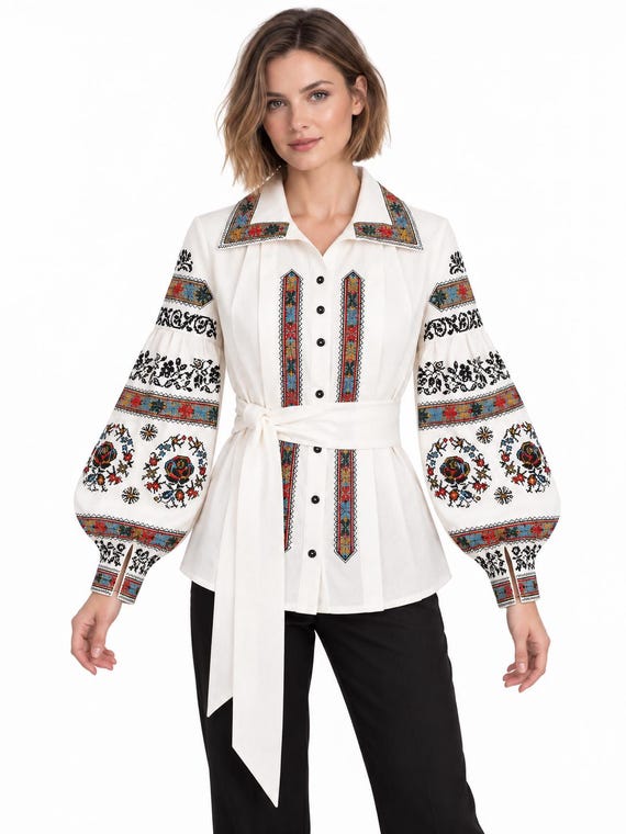 Ukrainian Embroidered Blouse | Traditional Vyshyvanka Shirt (USA Stock)
