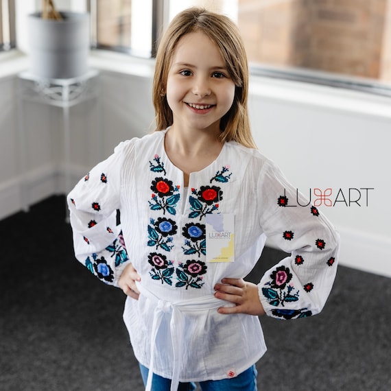 Embroidered Vyshyvanka Blouse for Girls | Ukrainian Embroidery Shirt | Traditional Ukrainian Style in Stock in USA | Вишиванка у США (9)