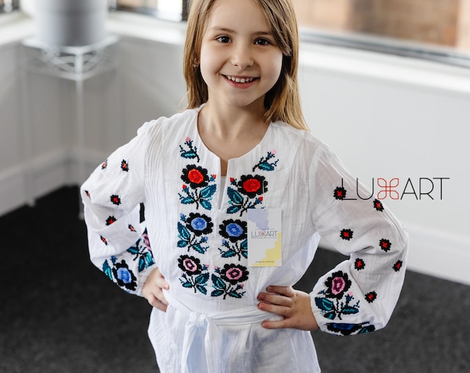 Embroidered Vyshyvanka Blouse for Girls | Ukrainian Embroidery Shirt | Traditional Ukrainian Style in Stock in USA | Вишиванка у США (9)