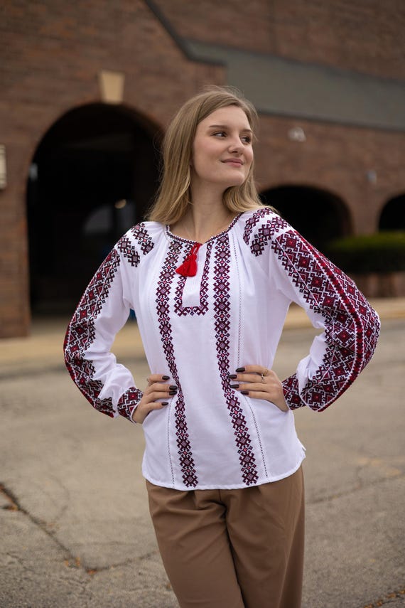 Embroidered Ukrainian Blouse | Ethno Vyshyvanka Shirt, USA Stock