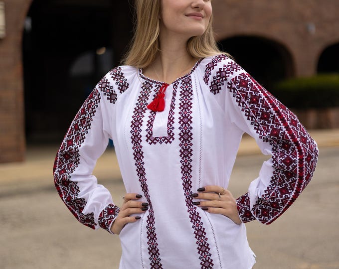 Embroidered Ukrainian Blouse | Ethno Vyshyvanka Shirt, USA Stock