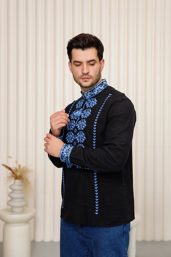 Ukrainian Vyshyvanka | Men's Embroidered Shirt | Вишиванка | Ukraine Vintage Sorochka Gift for Him | Handmade Ukrainian Clothing