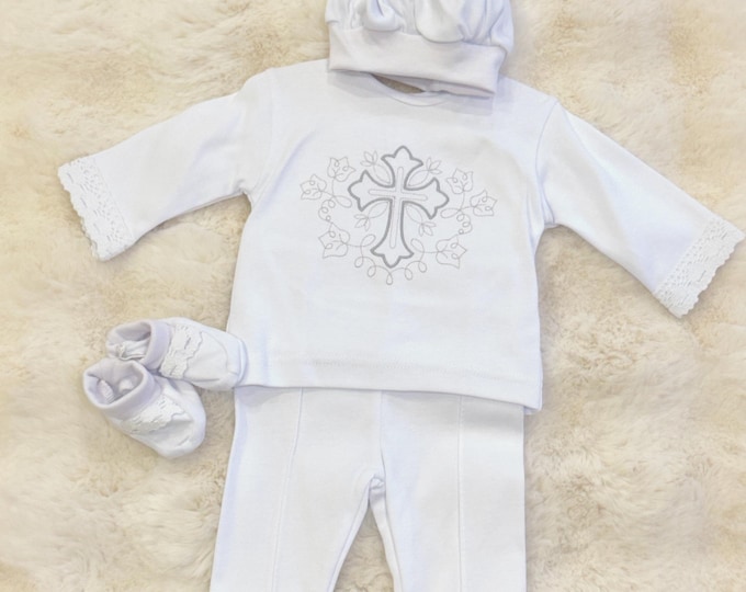 Embroidered Baby Boy Christening Outfit | Blessing Ceremony Suit