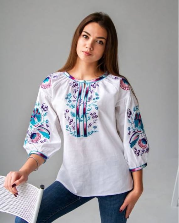 Ukrainian Embroidered Blouse for Women | Ethno Vintage Women's Vyshyvanka Shirt | Sorochka Vyshyta | Vyshyvanka Gift USA | Вишиванка (31)