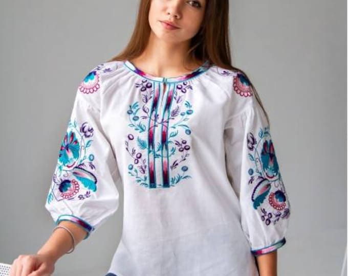 Ukrainian Embroidered Blouse for Women | Ethno Vintage Women's Vyshyvanka Shirt | Sorochka Vyshyta | Vyshyvanka Gift USA | Вишиванка (31)