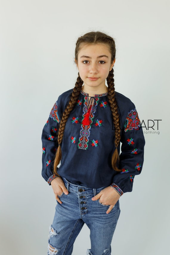 Embroidered blouse for girl Vyshyvanka shirt Ukrainian embroidery Ukrainian style vyshyvanka for girls Vyshyvanka in USA