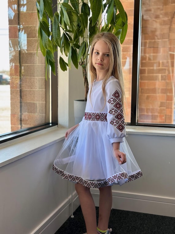 Embroidered Vyshyvanka Dress for Girls | Ukrainian Embroidery Dress | Traditional Ukrainian Style in Stock in USA | Вишиванка у США