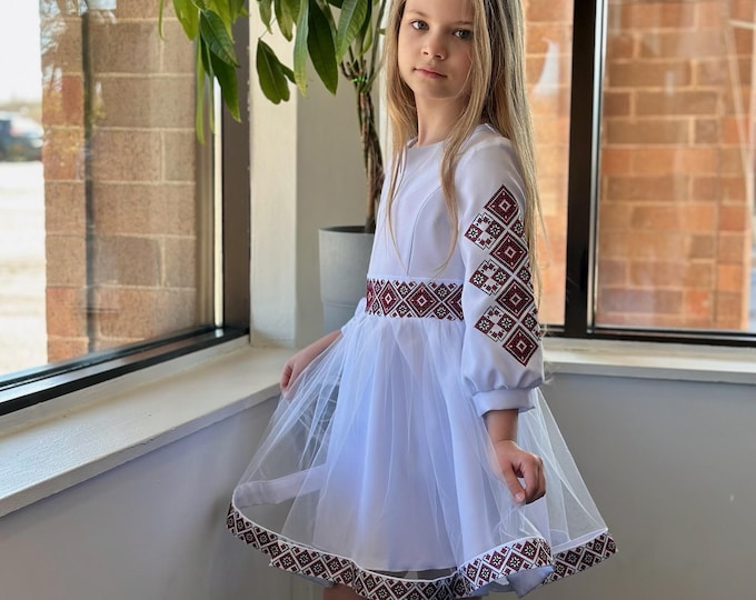 Embroidered Vyshyvanka Dress for Girls | Ukrainian Embroidery Dress | Traditional Ukrainian Style in Stock in USA | Вишиванка у США