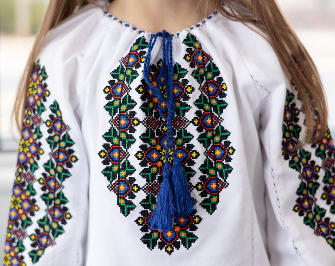 Embroidered Vyshyvanka Blouse for Girls | Ukrainian Embroidery Shirt | Traditional Ukrainian Style in Stock in USA | Вишиванка у США (14)