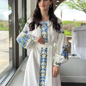 Ukrainian Vyshyvanka Dress | Ukraine Embroidered Dress in USA | Handmade Traditional Ukraine-Style Boho Embroidery Gift | Вишиванка