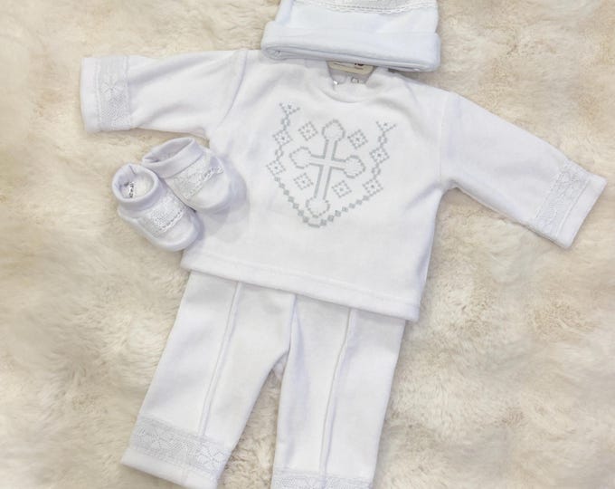 Embroidered Baby Boy Christening Outfit | Baptism Ceremony Suit