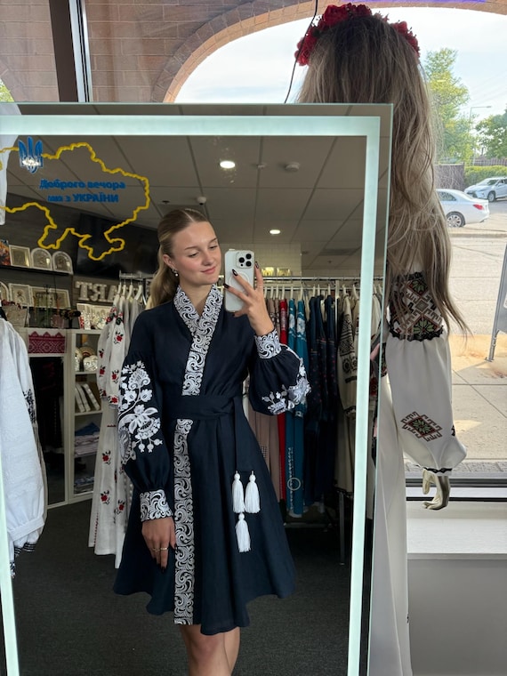 Embroidered Ukrainian Dress | Vyshyvanka Style Dress with Traditional Embroidery | Handmade Boho Chic Outfit