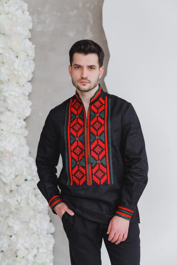 Ukrainian Vyshyvanka | Men's Embroidered Shirt | Вишиванка | Ukraine Vintage Sorochka Gift for Him | Handmade Ukrainian Clothing (20)