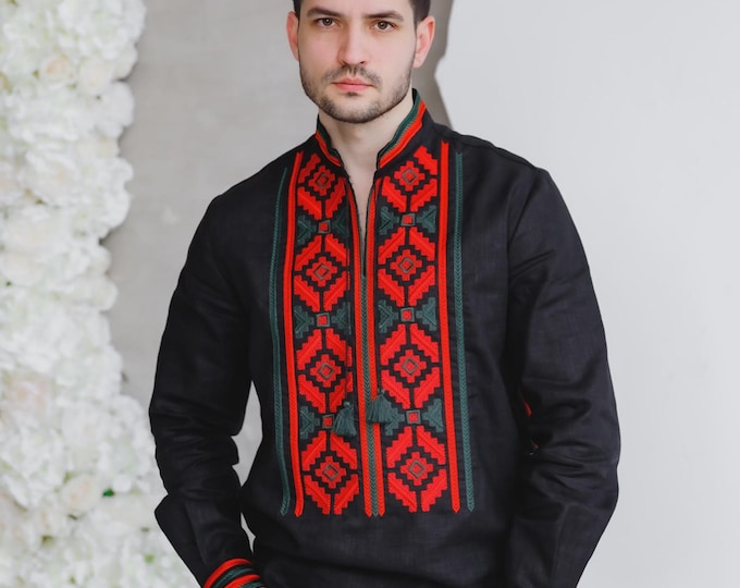 Ukrainian Vyshyvanka | Men's Embroidered Shirt | Вишиванка | Ukraine Vintage Sorochka Gift for Him | Handmade Ukrainian Clothing (20)