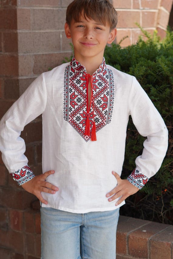 Embroidered Vyshyvanka Shirt for Boys | Ukrainian Embroidery Shirt | Traditional Ukrainian Style Gift in Stock in USA | Вишиванка у США (17)