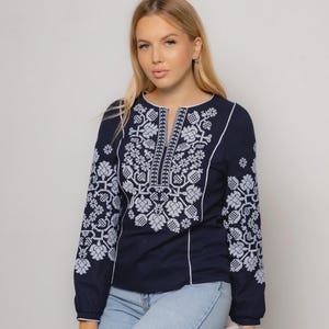 Ukrainian Embroidered Blouse for Women | Ethno Vintage Women&#39;s Vyshyvanka Shirt | Sorochka Vyshyta | Vyshyvanka Gift USA | Вишиванка (77)