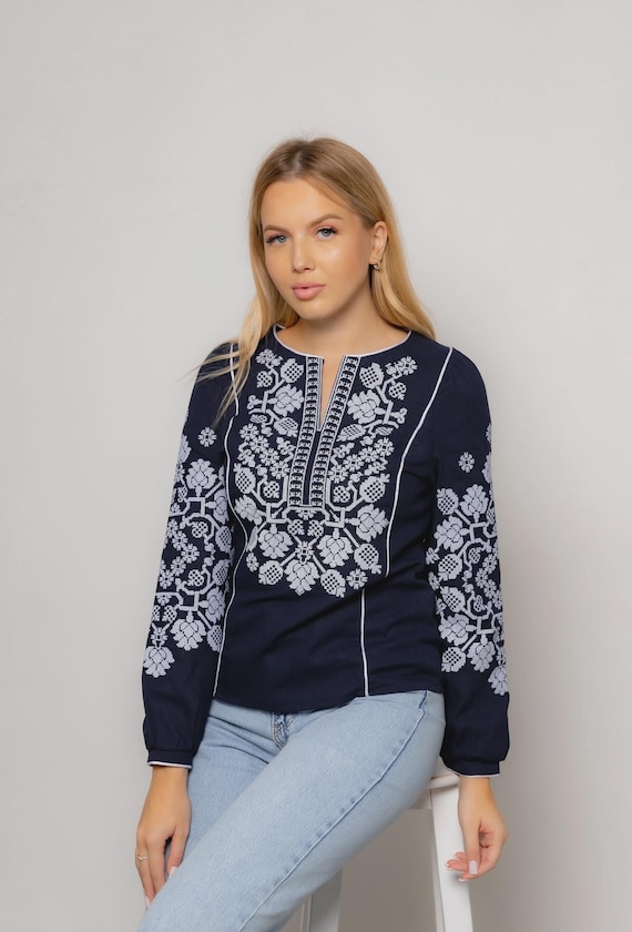 Ukrainian Embroidered Blouse for Women | Ethno Vintage Women's Vyshyvanka Shirt | Sorochka Vyshyta | Vyshyvanka Gift USA | Вишиванка (77)