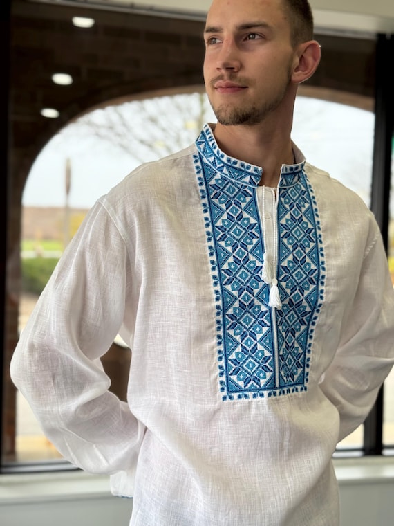 Ukrainian Vyshyvanka | Men's Embroidered Shirt | Вишиванка | Ukraine Vintage Sorochka Gift for Him | Handmade Ukrainian Clothing