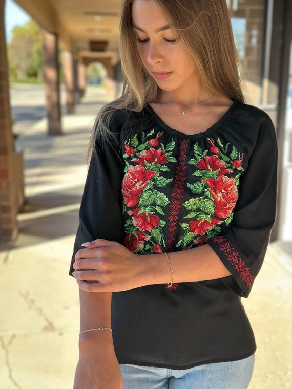 Ukrainian Embroidered Blouse for Women | Ethno Vintage Women's Vyshyvanka Shirt | Sorochka Vyshyta | Vyshyvanka Gift USA | Вишиванка (100)