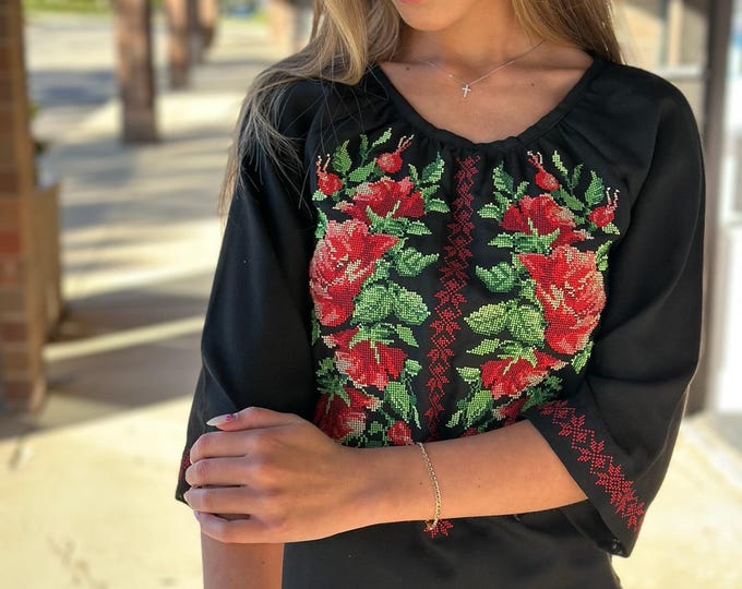 Ukrainian Embroidered Blouse for Women | Ethno Vintage Women's Vyshyvanka Shirt | Sorochka Vyshyta | Vyshyvanka Gift USA | Вишиванка (100)