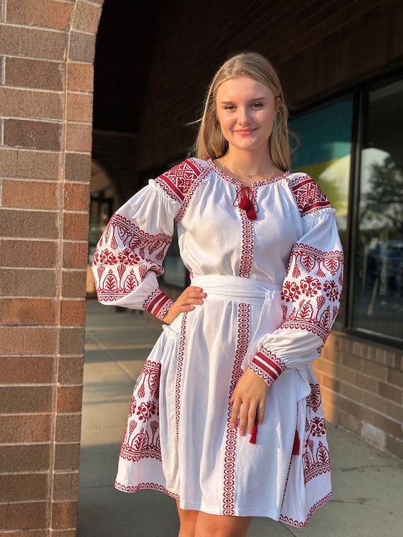 Ukrainian Vyshyvanka Dress | Ukraine Embroidered Dress in USA | Handmade Traditional Ukraine-Style Boho Embroidery Gift | Вишиванка (87)