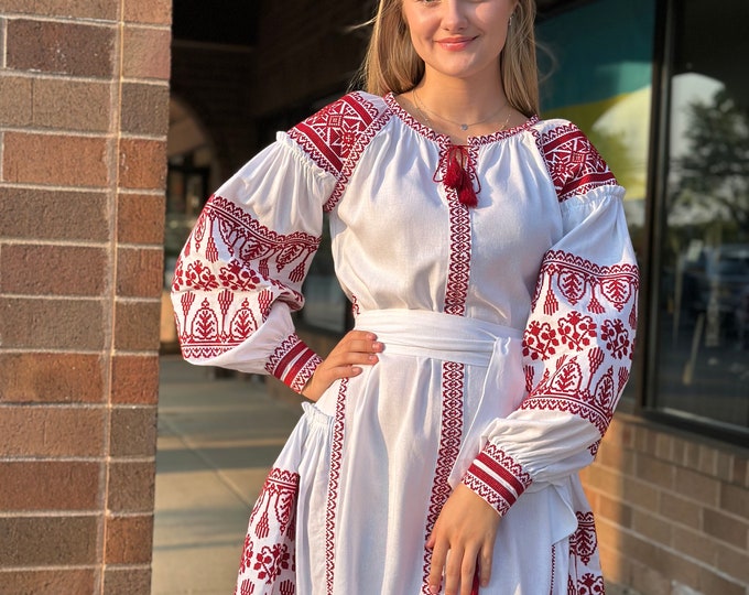 Ukrainian Vyshyvanka Dress | Ukraine Embroidered Dress in USA | Handmade Traditional Ukraine-Style Boho Embroidery Gift | Вишиванка (87)