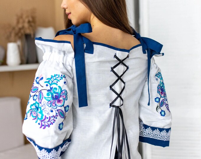 Ukrainian Embroidered Blouse for Women | Ethno Vintage Women's Vyshyvanka Shirt | Sorochka Vyshyta | Vyshyvanka Gift USA | Вишиванка (32)
