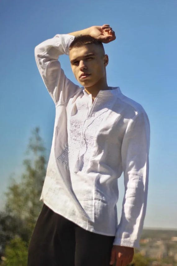 Ukrainian Vyshyvanka | Men's Embroidered Shirt | Вишиванка | Ukraine Vintage Sorochka Gift for Him | Handmade Ukrainian Clothing