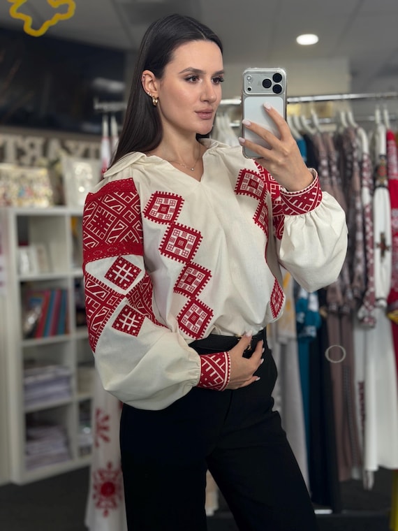 Ukrainian Embroidered Blouse for Women | Ethno Vintage Women's Vyshyvanka Shirt | Sorochka Vyshyta | Vyshyvanka Gift USA | Вишиванка (55)