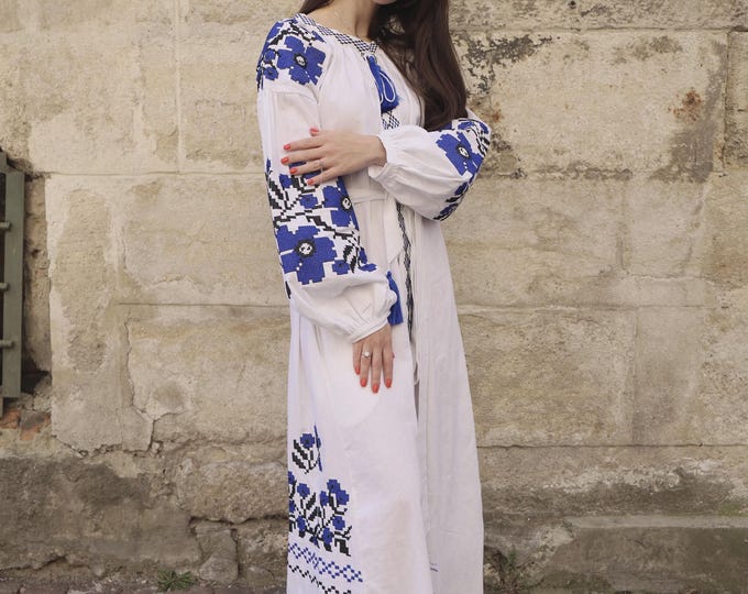 Ukrainian Vyshyvanka Dress | Ukraine Embroidered Dress in USA | Handmade Traditional Ukraine-Style Boho Embroidery Gift | Вишиванка