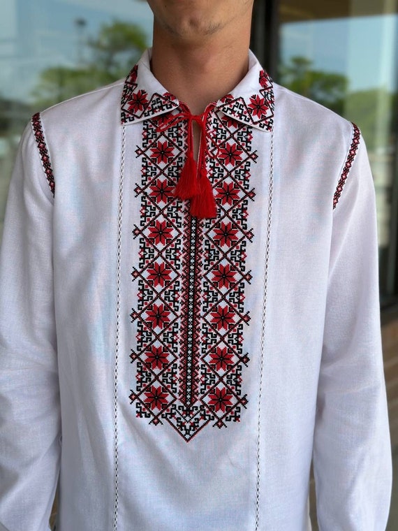 Vyshyvanka for Man Ukrainian Vyshyvanka Ukraine Sorochka Ukrainian Vyshyvanka Embrodered Shirt Ethno Vintage Embroidered Clothing