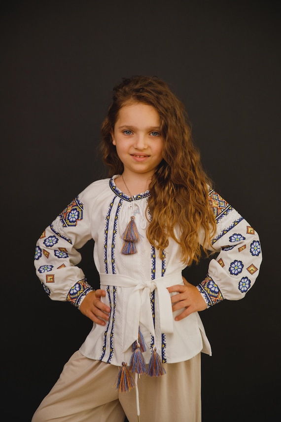 Embroidered Vyshyvanka Blouse for Girls | Ukrainian Embroidery Shirt | Traditional Ukrainian Style in Stock in USA | Вишиванка у США