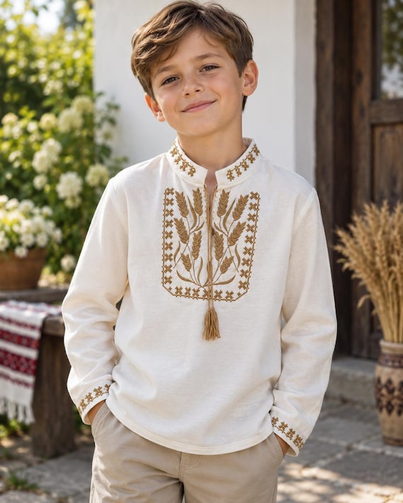 Embroidered Vyshyvanka Shirt for Boys | Ukrainian Embroidery Shirt | Traditional Ukrainian Style Gift in Stock in USA | Вишиванка у США