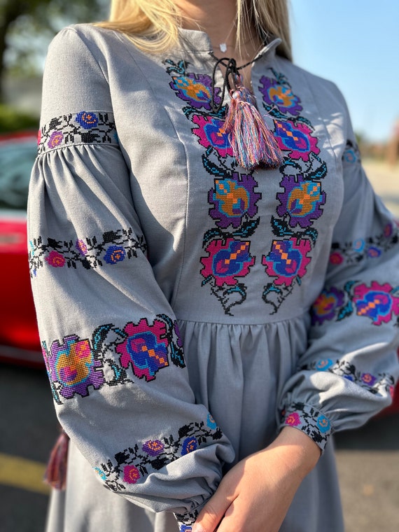 Ukrainian Vyshyvanka Dress | Ukraine Embroidered Dress in USA | Handmade Traditional Ukraine-Style Boho Embroidery Gift | Вишиванка (94)
