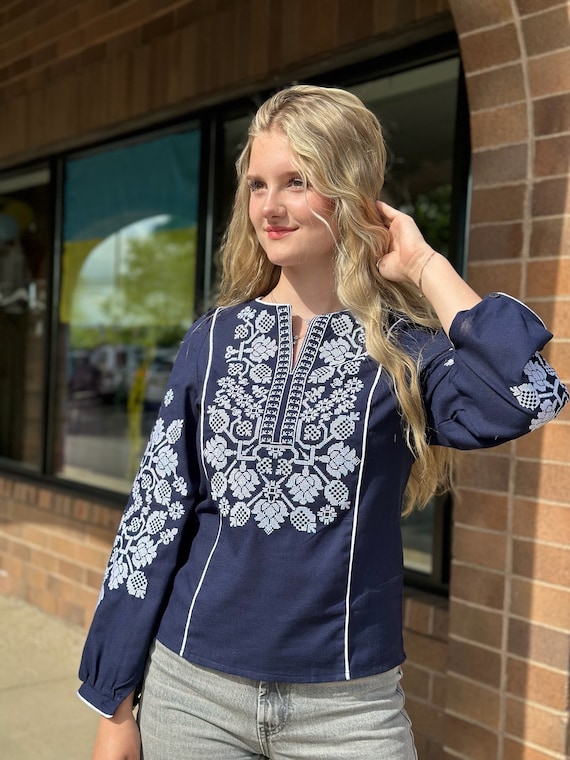 Ukrainian Embroidered Blouse for Women | Ethno Vintage Women's Vyshyvanka Shirt | Sorochka Vyshyta | Vyshyvanka Gift USA | Вишиванка (79)