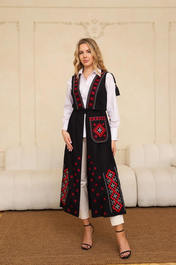 Ukrainian Embroidered Cardigan, Women’s Ethnic Boho Cardigan, Traditional Ukrainian Clothing, Vyshyvanka Inspired Gift for Her
