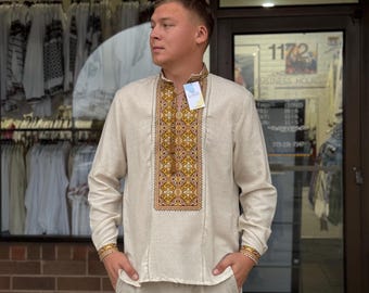 Ukrainian Vyshyvanka | Men's Embroidered Shirt | Вишиванка | Ukraine Vintage Sorochka Gift for Him | Handmade Ukrainian Clothing (62)