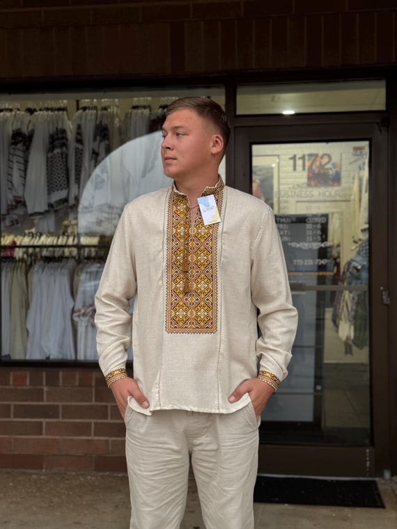 Ukrainian Vyshyvanka | Men's Embroidered Shirt | Вишиванка | Ukraine Vintage Sorochka Gift for Him | Handmade Ukrainian Clothing (62)