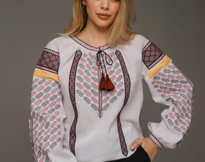 Ukrainian Embroidered Blouse for Women | Ethno Vintage Women's Vyshyvanka Shirt | Sorochka Vyshyta | Vyshyvanka Gift USA | Вишиванка (108)