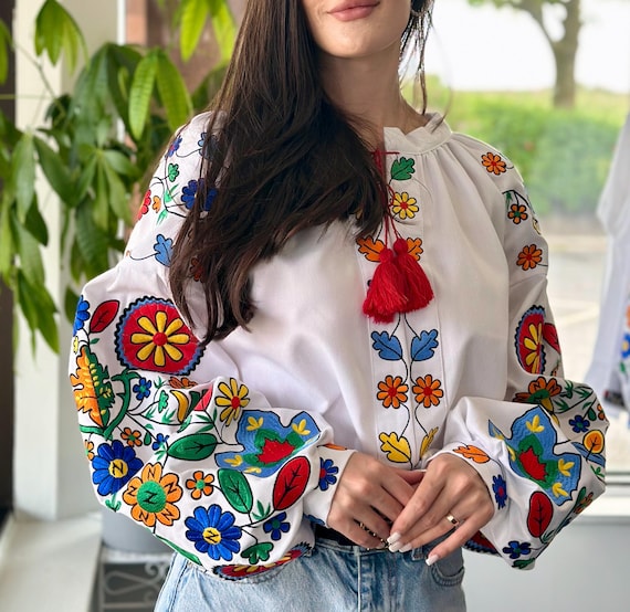 Ukrainian Embroidered Blouse for Women | Ethno Vintage Women's Vyshyvanka Shirt | Sorochka Vyshyta | Vyshyvanka Gift USA | Вишиванка (74)