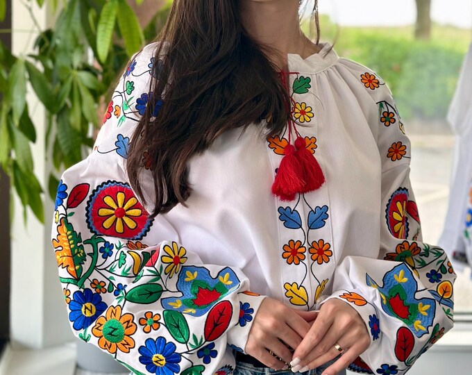 Ukrainian Embroidered Blouse for Women | Ethno Vintage Women's Vyshyvanka Shirt | Sorochka Vyshyta | Vyshyvanka Gift USA | Вишиванка (74)